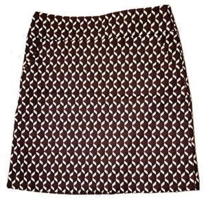Ann Taylor A-Line Burgundy Navy White Check Skirt - Size 10, Brand New